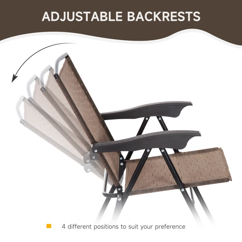 Outsunny Folding Outdoor Bistro Set, Patio Table and Chairs with Reclining Backrest and Round Dining Table, Brown