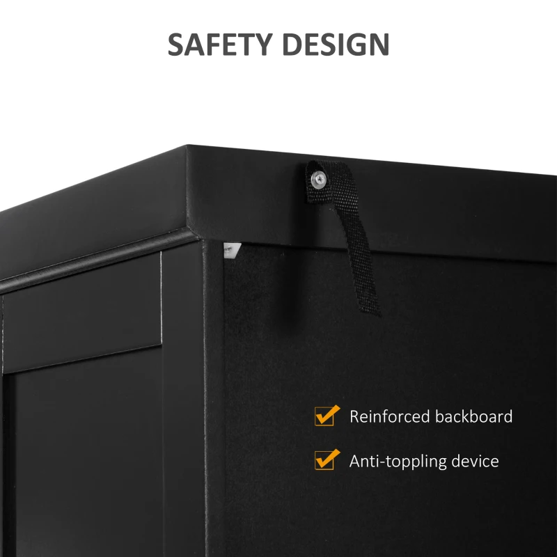 HOMCOM Long Standing Kitchen Cabinet w/ 2 Drawers MDF Board Black