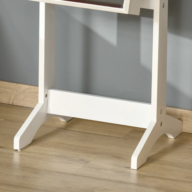 HOMCOM Mirror Jewelry Cabinet Armoire, Lockable Jewelry Organizer with Full-Length Mirror, 3 Angle Adjustable, White
