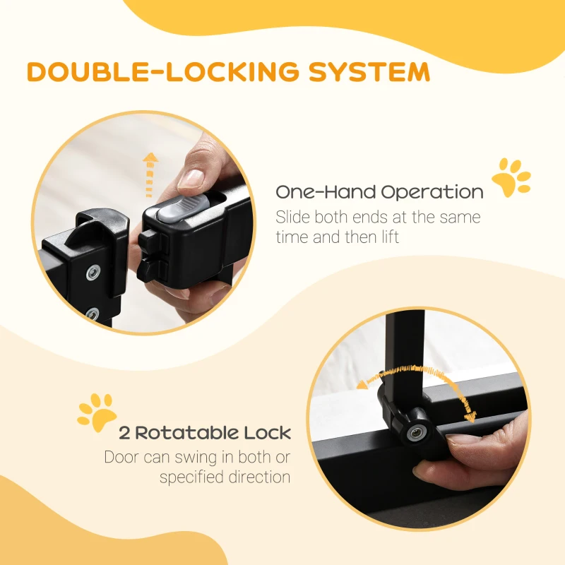 PawHut Extra Tall Dog Gate with Door, Pressure Fit, Auto Close, Double Locking for Doorways Hallways Stairs, 29"-32", Black