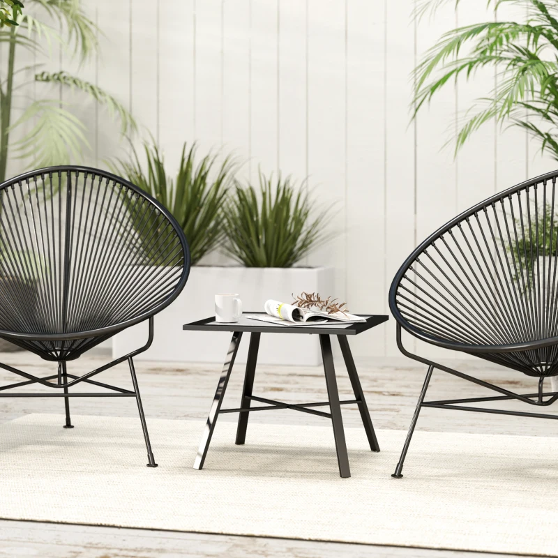 Outsunny Small Outdoor Side Table, Patio Side Table with SPC Tabletop for Garden, Patio, Lawn, Grey