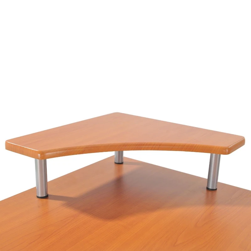 HOMCOM L-Shaped Corner Computer Office Desk Workstation with Elevated Shelf, Rolling Keyboard Tray, & Convenient CPU Stand, Wood Color