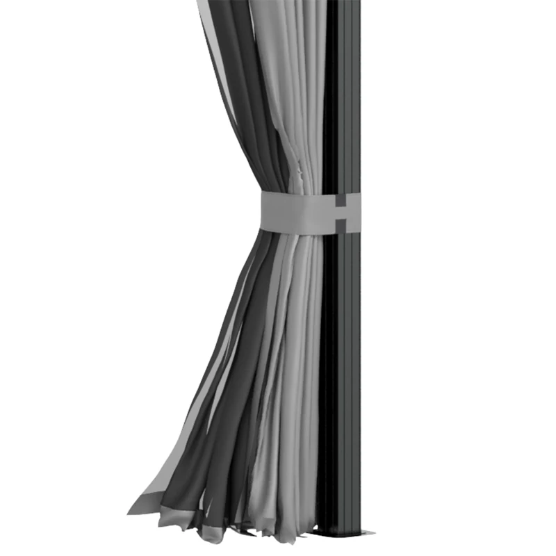 Outsunny 10' x 10' Metal Hardtop Gazebo with Mesh & Curtains, Double Roof, Gray