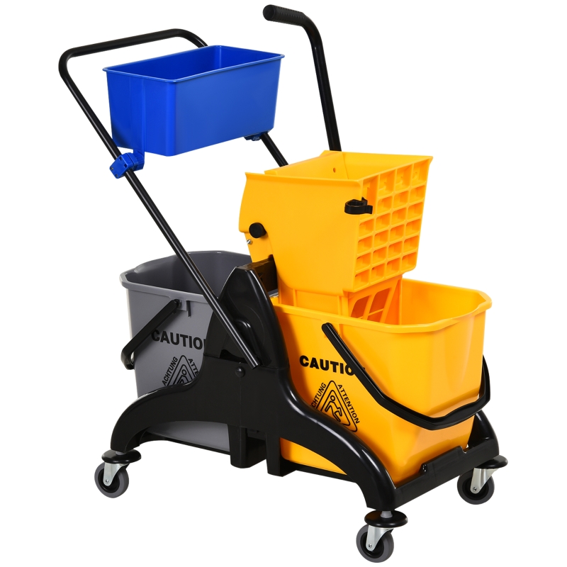 Kleeneze Bucket With Mop Wringer And Carry Handle 14L - Plastic Grey/Pink Kleene