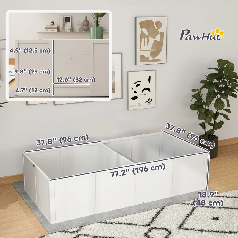 PawHut Whelping Box for Dogs w/ Adjustable, Removable Door, for Small Medium Dogs, 77" x 38", White