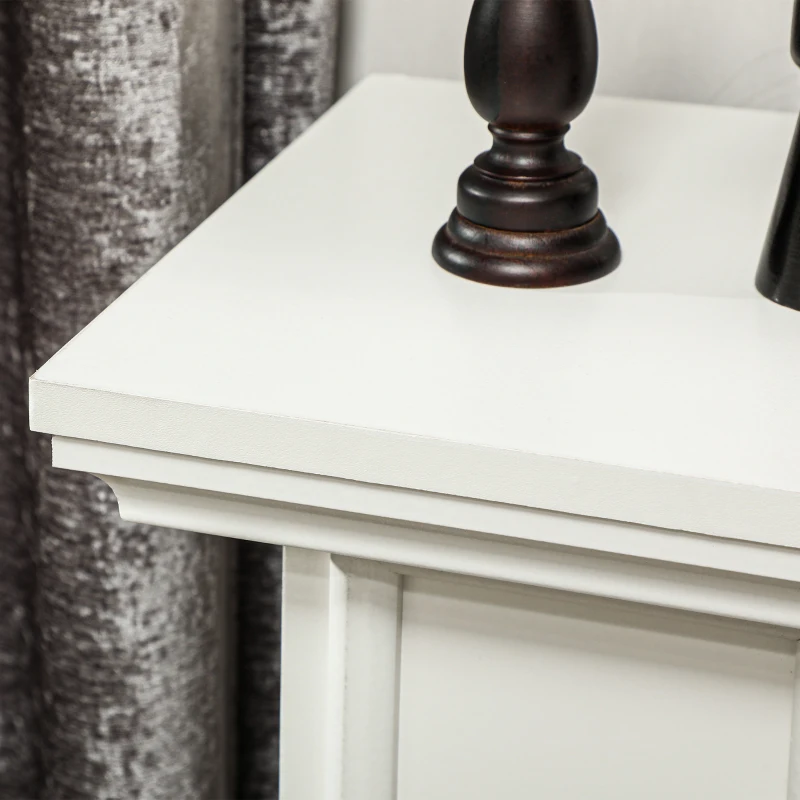 HOMCOM 46" Electric Fireplace with Mantel and Shelf, 1400W Fireplace Heater with Realistic Log and Flame Effect, White