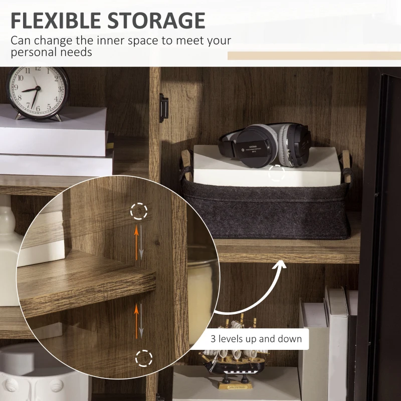 HOMCOM Storage Cabinet with 3 Tiers and Metal Door, Buffet Table, Sideboard with Adjustable Shelf for Dining Room, Living Room, Kitchen