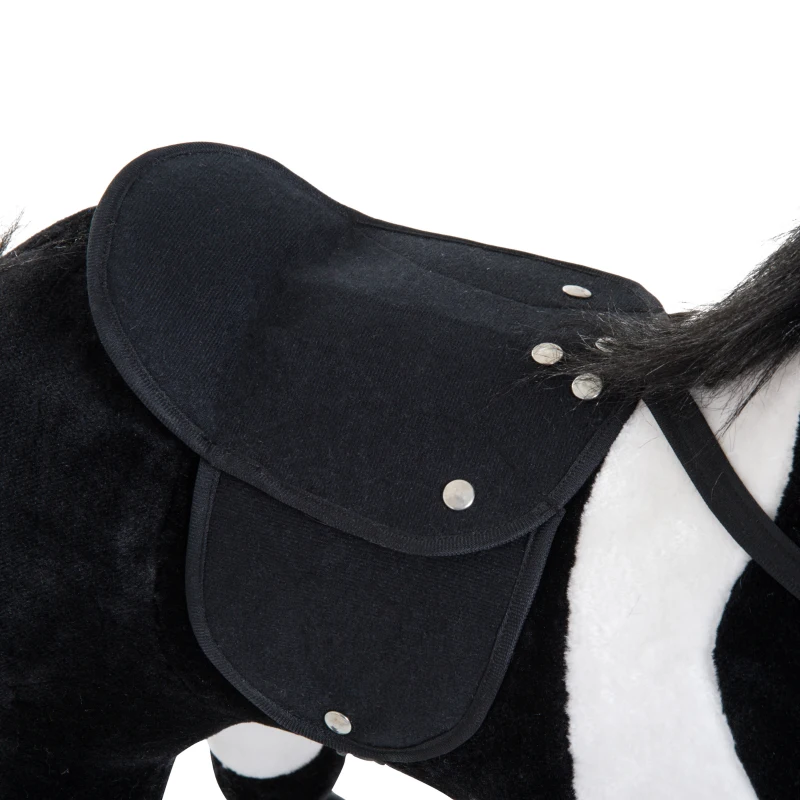 Qaba Kids Rocking Toy Ride on Horse Walking Pony Plush Neigh Sound w/ Wheel, Black