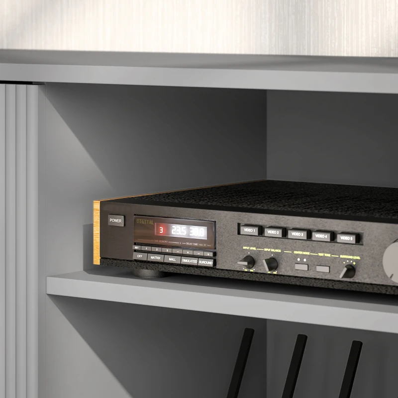 HOMCOM TV Stand with Storage for 55 Inch TV, Modern TV Cabinet with 2 Open Shelves and 2 Cabinets for Living Room, Grey