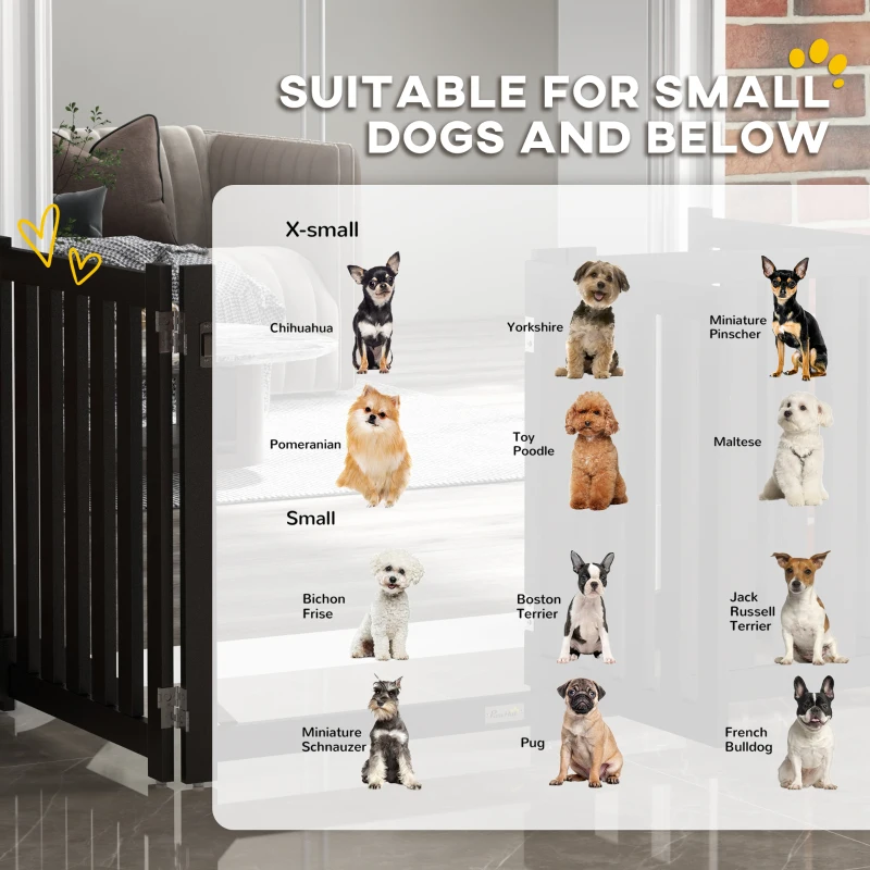 PawHut Foldable Dog Gate with Door, 4 Panels Fressstanding Pet Gate, Black