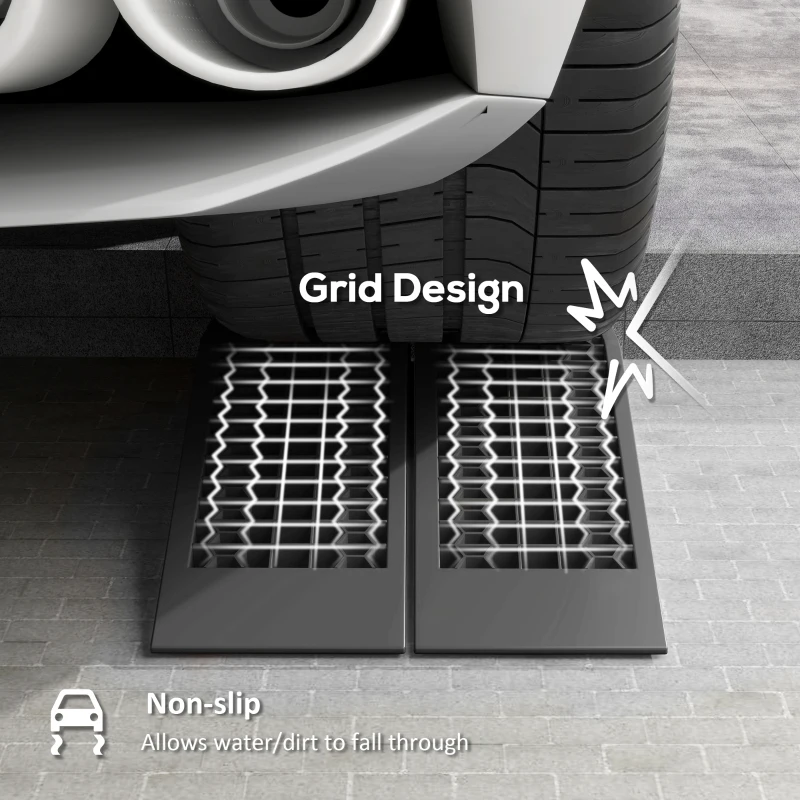 HOMCOM Car Ramps, Curb Ramps with Plastic Anti-Slip Surface, 6600lbs Capacity for Cars SUVs Small Vans, Set of 2, Black