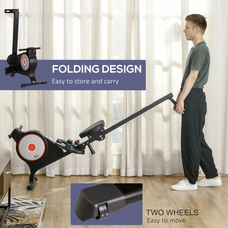 Soozier Magnetic Rowing Machine, Foldable Rower with 8 Level Resistance, Digital Monitor & Transport Wheels for Home Gym