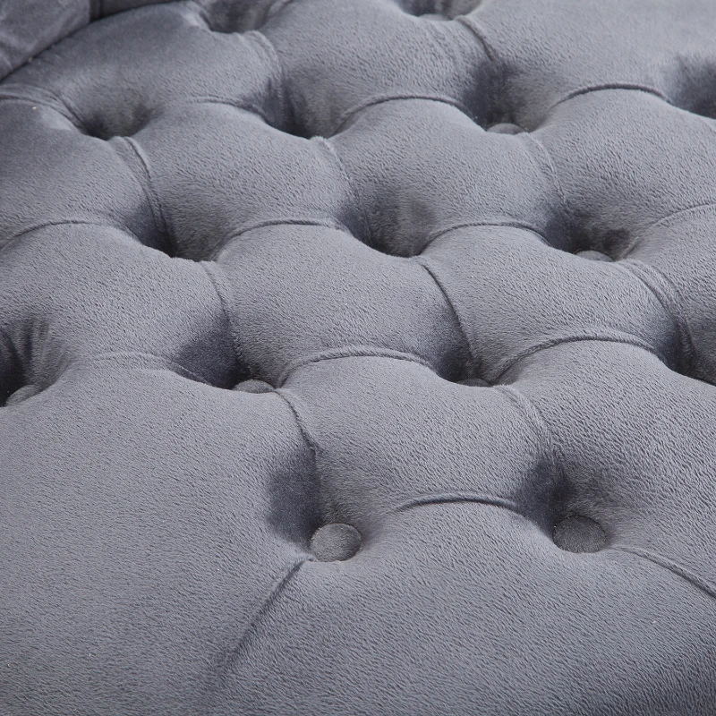 HOMCOM Retro High Back Armless Royal Accent Chair Fabric Upholstered Tufted Seat for Living Room, Dining Room and Bedroom, Grey