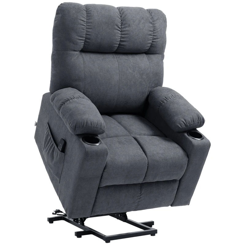 HOMCOM Electric Power Lift Chair Recliners for elderly, Oversized Recliner Chair with Remote Control, Dark Gray