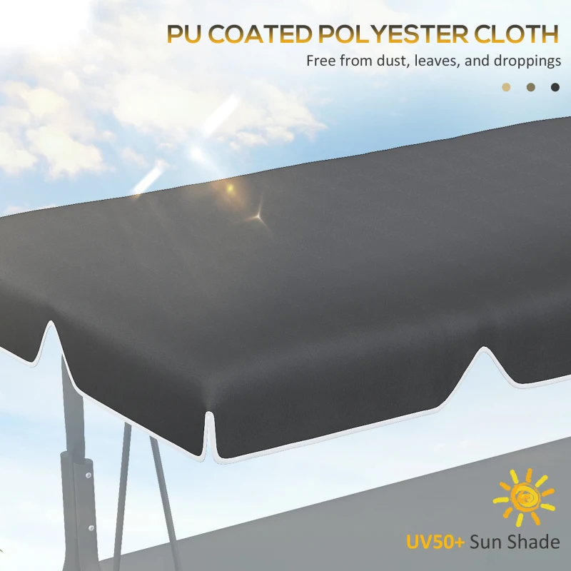 Outsunny 84A-054 Series 2/3 Seater Swing Canopy Replacement, Outdoor Swing Seat Top Cover (Canopy Only), Black