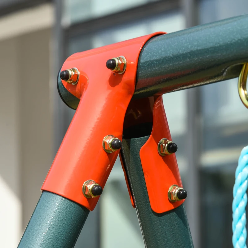 Outsunny Metal Swing Set with U-Shaped Swing, Seat, Kids Swing Set for Backyard, Outdoor, Playground, Multicoloured