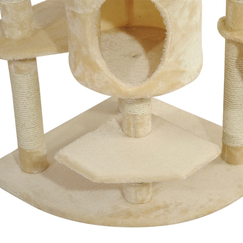 PawHut 79" Scratching Kitten Tree Condo Kitten Scratch Activity Center Toys Beige