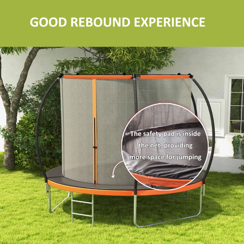 Soozier 8ft Outdoor Trampoline with Enclosure Net and Ladder, Backyard Fitness Trampoline for Teens and Adults