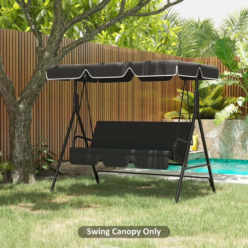 Outsunny 84A-054 Series 2/3 Seater Swing Canopy Replacement, Outdoor Swing Seat Top Cover (Canopy Only), Black