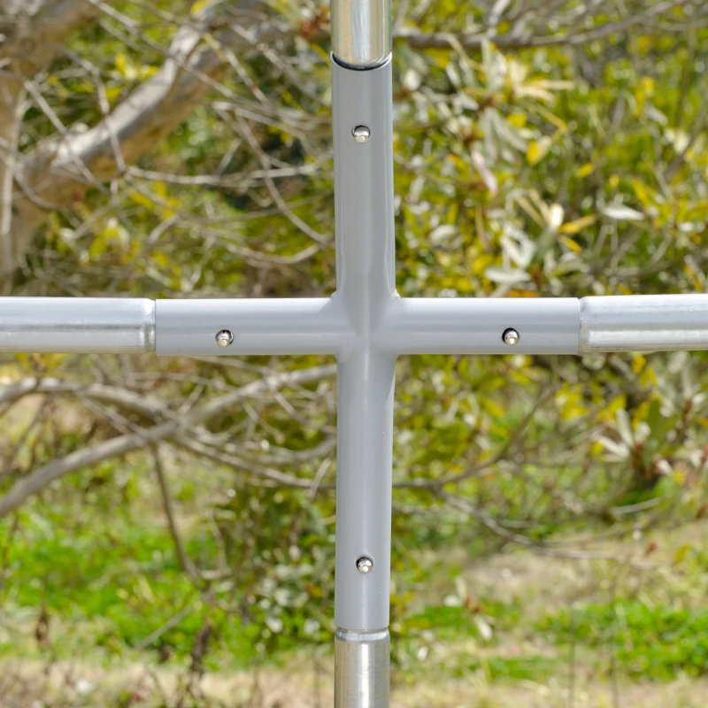 PawHut Galvanized Large Metal Chicken Coop Cage Walk-in Enclosure Poultry Hen Run House Playpen Rabbit Hutch with Cover for Outdoor Backyard 9.2' x 18.7' x 6.5' Silver