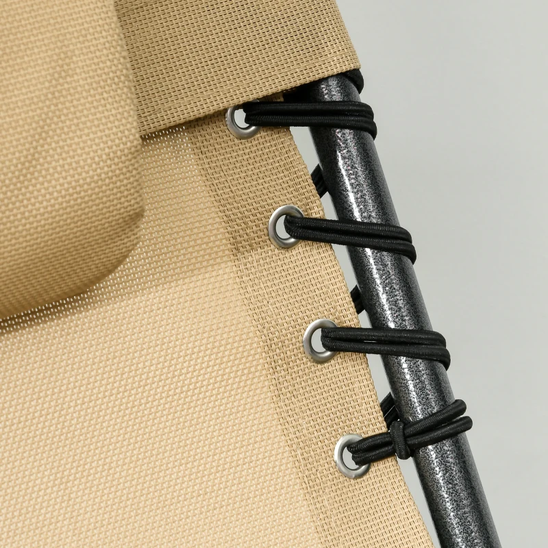 Outsunny Folding Chaise Tanning Lounge Chair w/ 5-level Reclining Back, Reading Hole, Side Pocket, Headrest, Beige