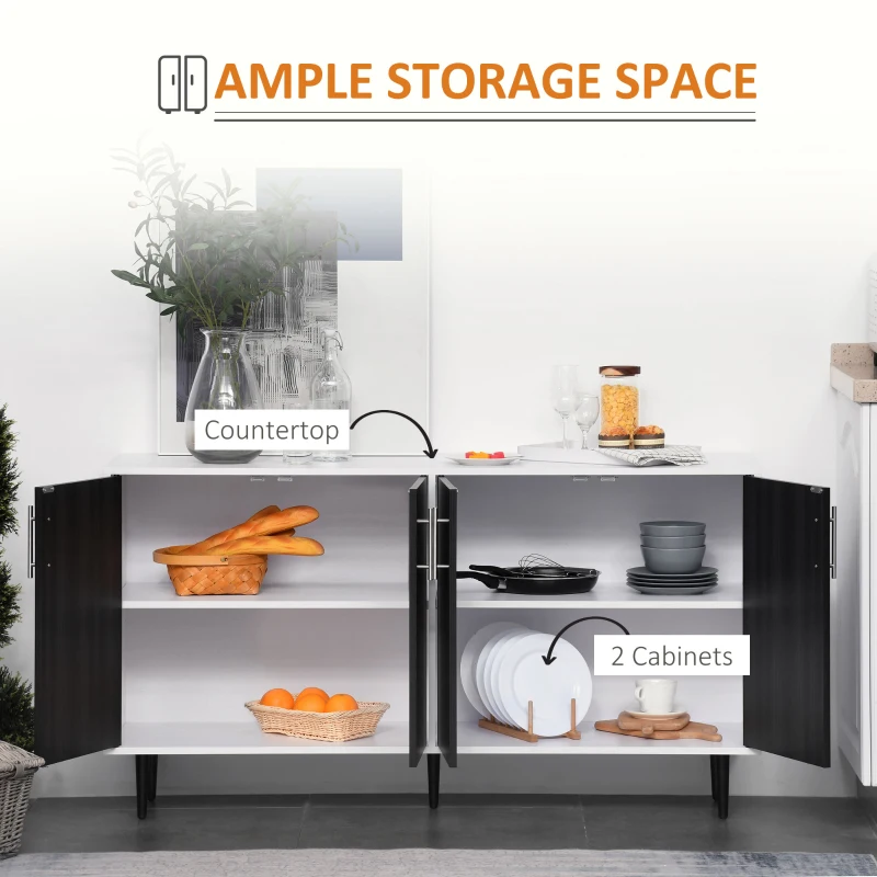 HOMCOM Modern Sideboard, Buffet Cabinet, Console Table with Adjustable Shelves, Anti-Topple Design, and Large Countertop, Dark Gray