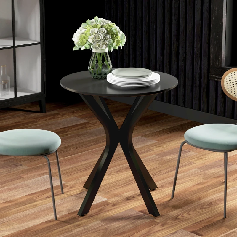 HOMCOM Round Dining Table, Modern Dining Room Table with Steel Curved Legs, Space Saving Small Kitchen Table, Black