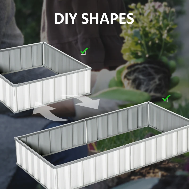 Outsunny 5.7' x 3' x 1' Raised Garden Bed, Galvanized Metal Planter Box for Vegetables Flowers Herbs, White