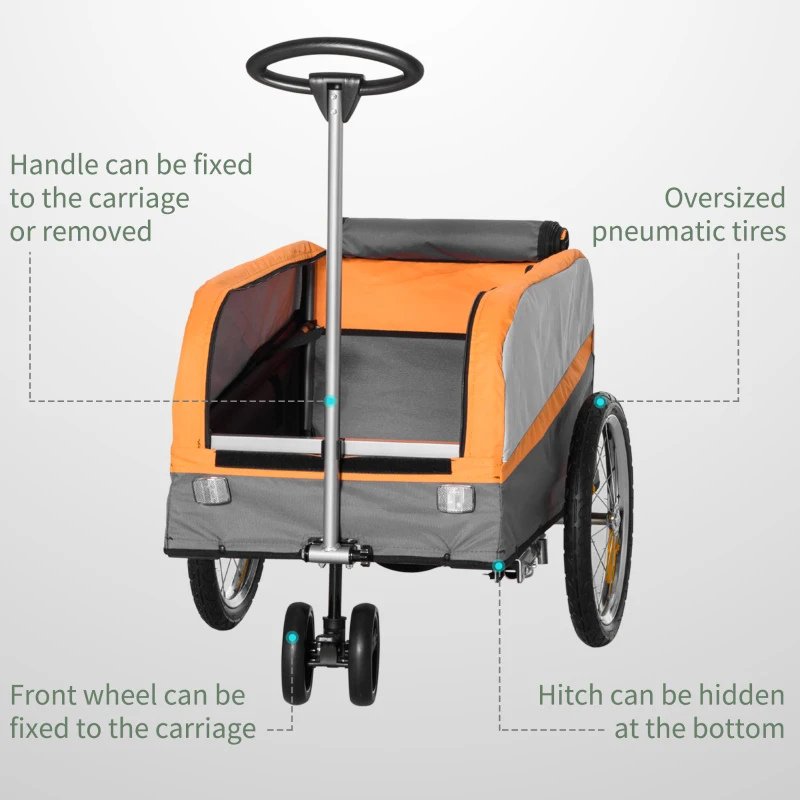 Aosom Bike Cargo Trailer & Wagon Cart, Multi-Use Garden Cart with Luggage Box, Quick Release 16'' Big Wheels, Safety Reflectors, Hitch and Handle