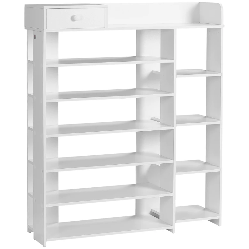 HOMCOM Shoe Rack Storage Shoe Organizer with Drawer, Boot Rack, for Entryway Closet Hallway, 35.4"x11"x41.7", White
