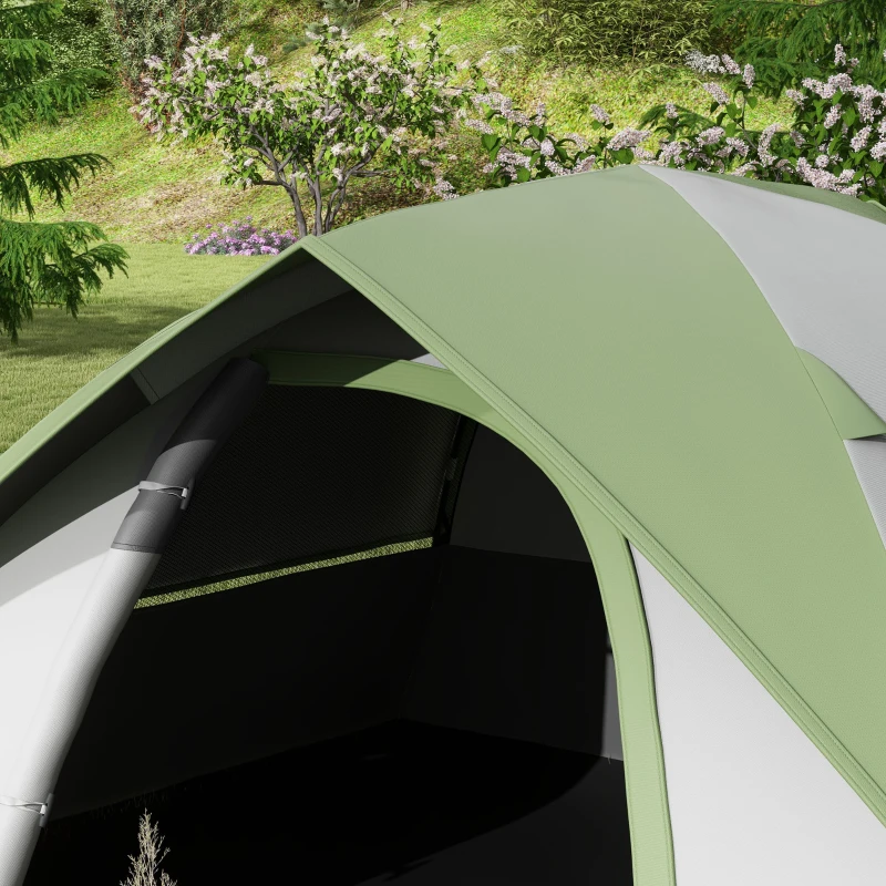 Outsunny 3000mm Waterproof Camping Tent for 2 Man, with Sewn-in Groundsheet and Carry Bag, Grey and Green