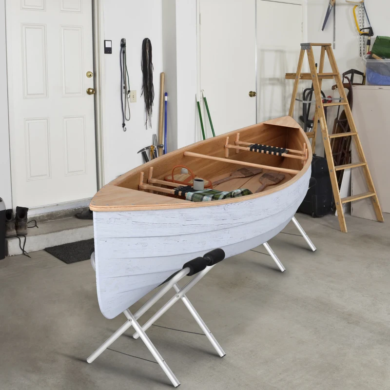 Soozier 2 Pieces Universal Kayak Storage Stand & Rack for Cleaning, Storing, & Maintenance with Aluminum Frame & Folding Design