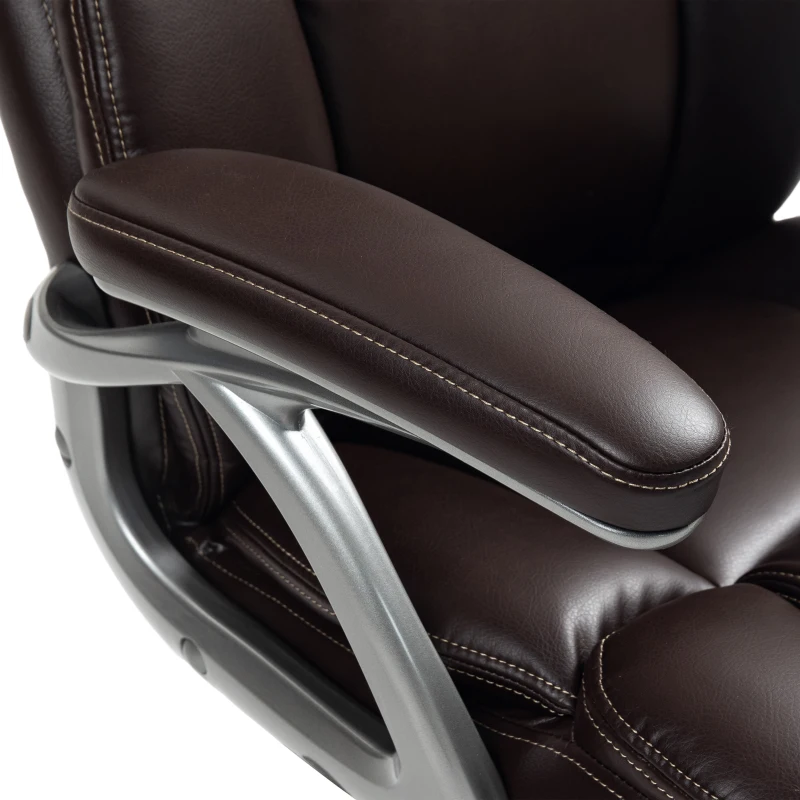 HOMCOM PU Leather High Back Office Chair, Swivel Desk Chair with Tilt Function and Adjustable Height, Brown