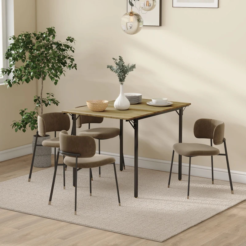 HOMCOM Drop Leaf Folding Dining Table for Small Space, Extendable Kitchen Table for 2 to 4 People, Natural Wood