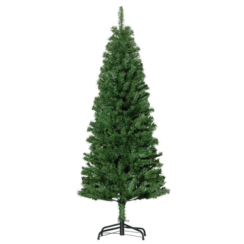 HOMCOM 5FT Pencil Christmas Tree, Artificial Christmas Tree with Automatic Open for Home Party, Green