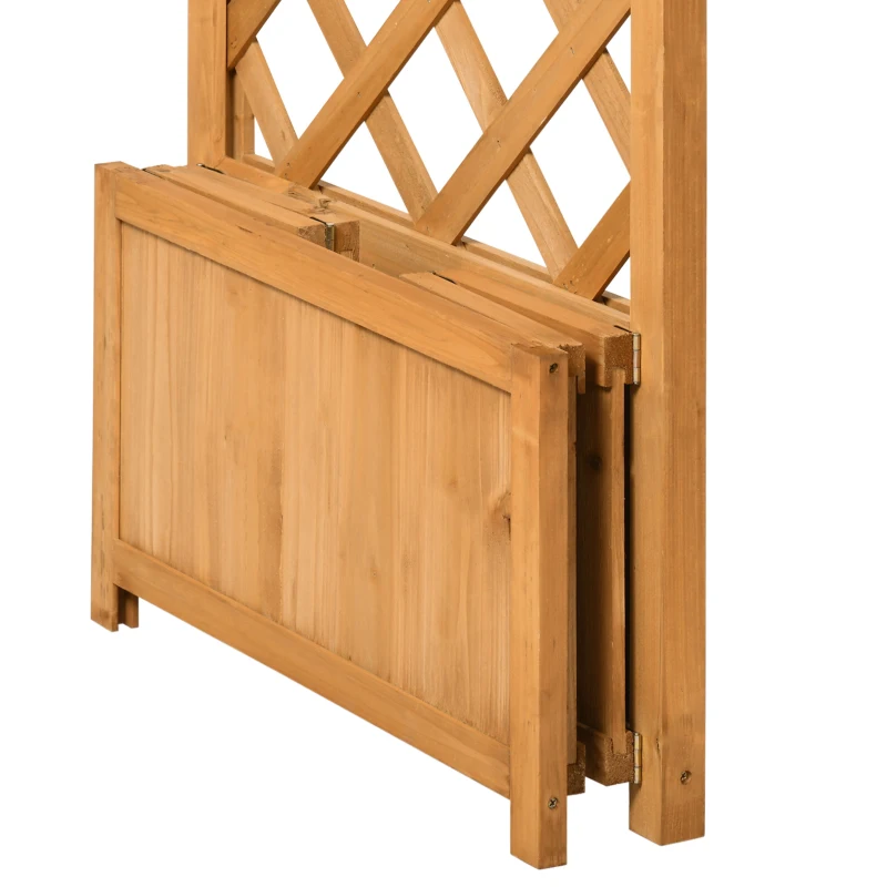 Outsunny 7.7FT Garden Arch with 2 Foldable Planter Boxes, Outdoor Wooden Trellis Arbor for Ceremony Party Weddings, Brown