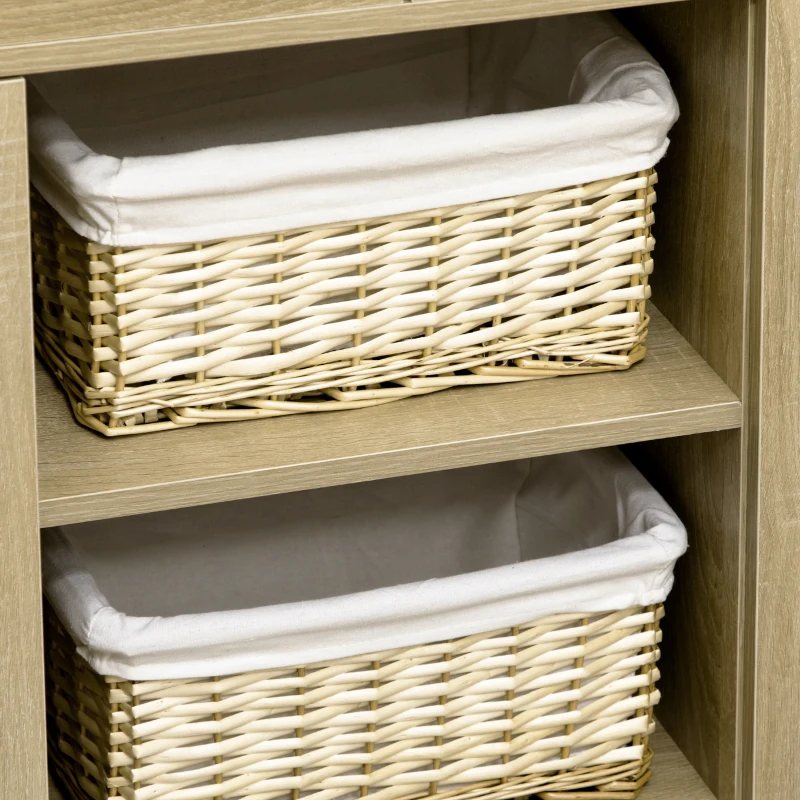 HOMCOM Buffet Table Sideboard and Buffet with 2 Drawers 2 Door Cupboards 2 Open Shelves for Living Room Light Grey