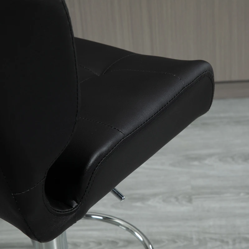 HOMCOM Bar Stools Set of 2, Adjustable Height Barstools, Faux Leather Swivel Bar Chairs with 5.1" Thick Padded, Footrest for Kitchen Counter, Home Bar, Black