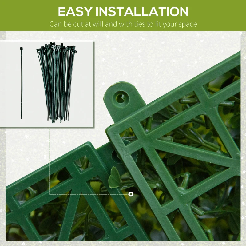 Outsunny 12PCS 20" x 20" Artificial Boxwood Panels UV Protected Milan Leaf Grass Privacy Fence Screen Topiary Hedge Plant Greenery Wall for Home Garden Backyard Balcony party