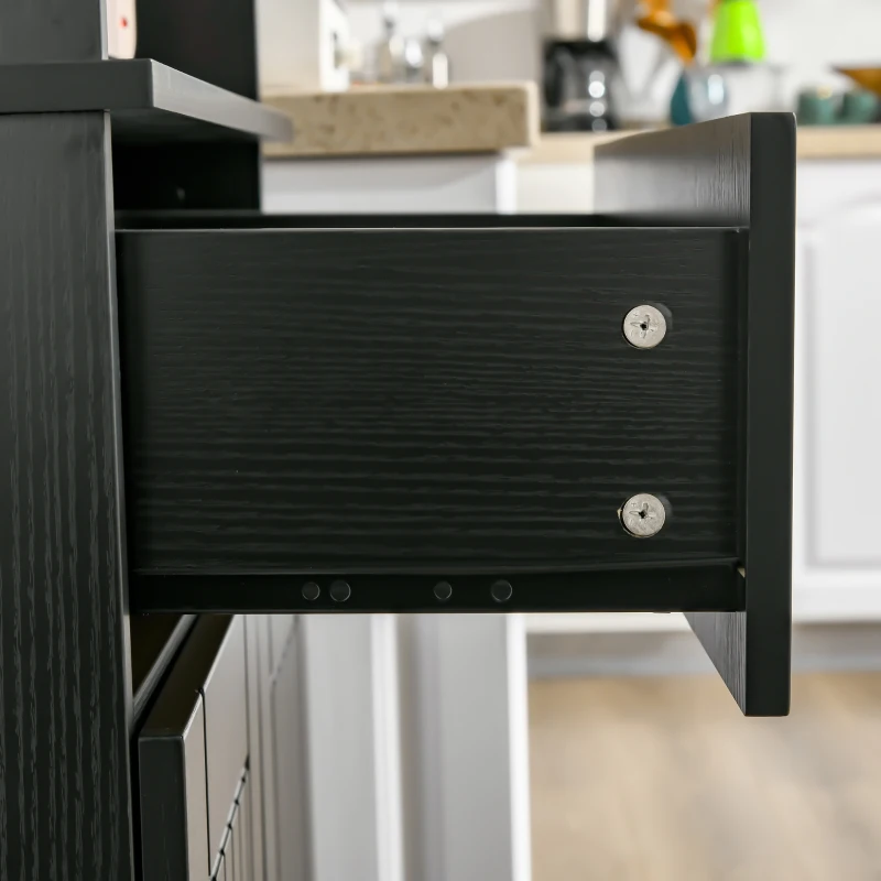 HOMCOM 72" Kitchen Pantry Cabinet, Freestanding Buffet with Hutch, Cupboard with Adjustable Shelf, Utility Drawer, 2 Door Cabinets and Countertop, Black Wood Grain