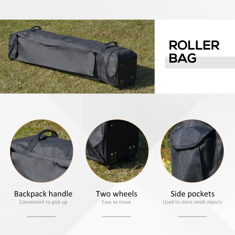 Outsunny 12' x 12' Foldable Pop-up Party Tent Instant Canopy Sun Shade Gazebo Shelter Steel Frame Oxford w/ Roller Bag, Grey