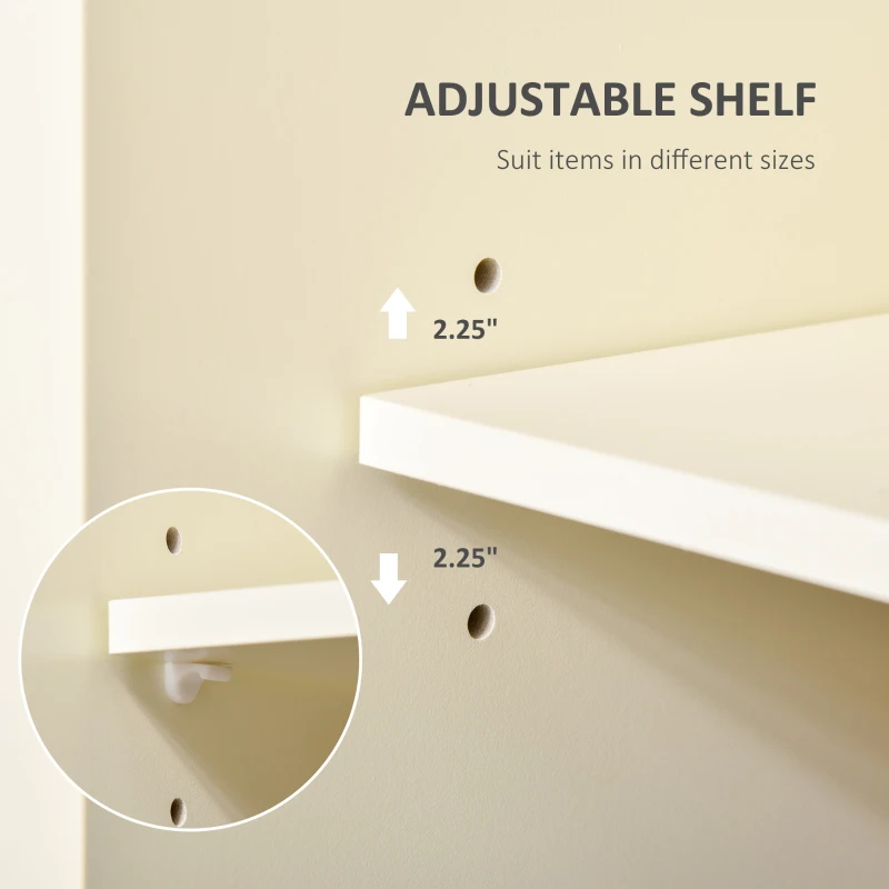 HOMCOM 43" Rolling Kitchen Island, Kitchen Storage Cart on Wheels with Sliding Doors, Cabinet, 2 Drawers, and Towel Rack, Cream White