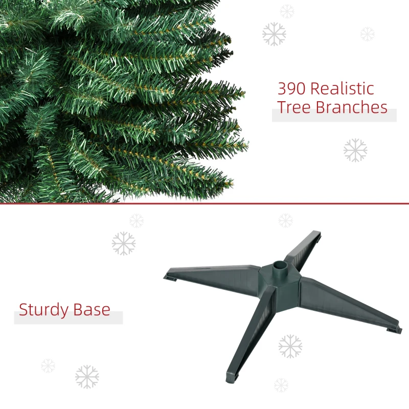 HOMCOM 6' Artificial Pencil Christmas Tree, Slim Xmas Tree with 390 Realistic Branch Tips and Plastic Stand, Green