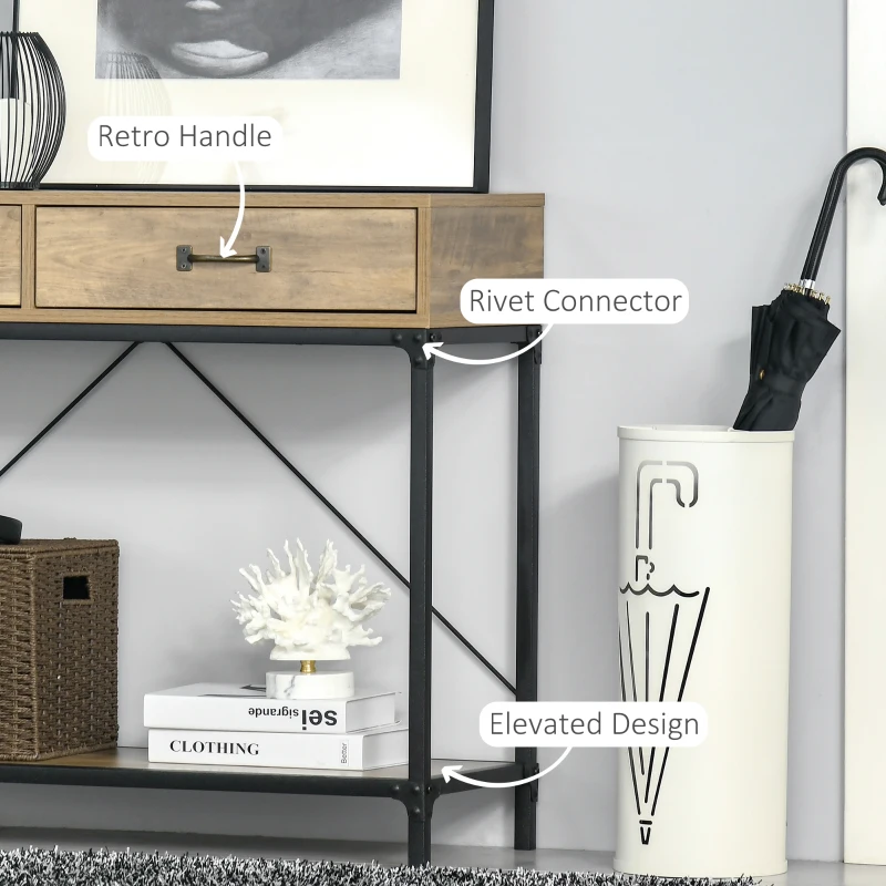 HOMCOM 39" Vintage Console Table, Narrow Entryway Table with Drawers, Storage Shelf for Behind Couch, Living Room, Hallway, Bedroom, Brown