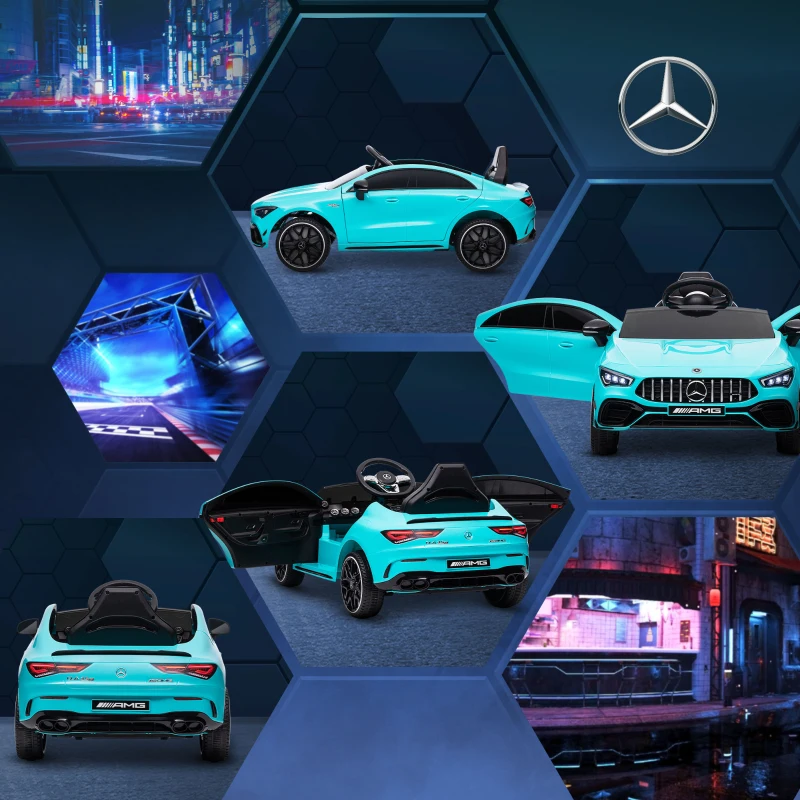 Qaba Mercedes-Benz AMG Licensed 12V Ride on Car, Kids Electric Car with Remote Control, Spring Suspension, Light Blue
