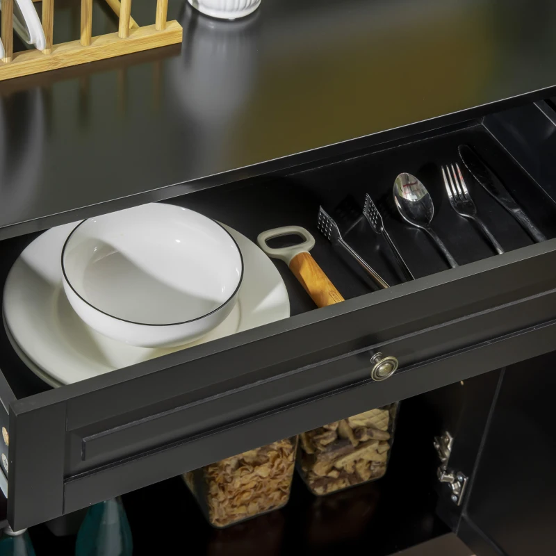 HOMCOM Modern Sideboard Cabinet, Buffet Cabinet with 2 Drawers and Adjustable Shelves, Buffets Tables for Dining Room, Black