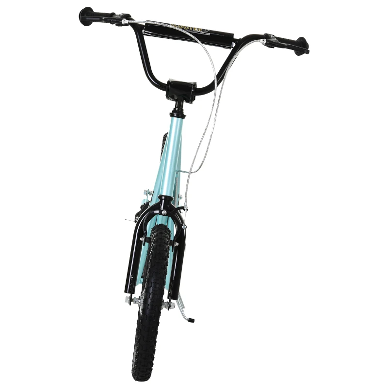 Aosom Youth Scooter Kick Scooter for Kids 5+, Max Load 220 LBS., with Adjustable Handlebar, 16" Inflatable Wheels, Dual Brakes, Blue