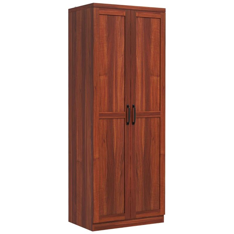 HOMCOM 63" Kitchen Storage Cabinet, 5-tier Pantry Cabinet with Doors and Adjustable Shelves for Dining Room, Tan