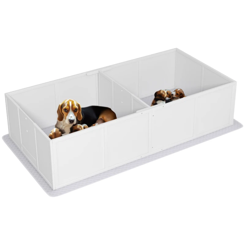 PawHut Whelping Box for Dogs and Puppies w/ Waterproof Pee Pad & Adjustable Door for Medium, Small Dogs, 77" x 38" x 19"