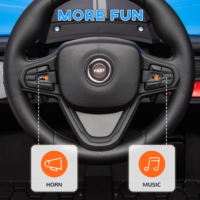 Qaba 12V Ride On Truck, Battery Powered Electric Car for Kids w/ Remote Control, 4-Wheel Suspension & LED Lights, Blue